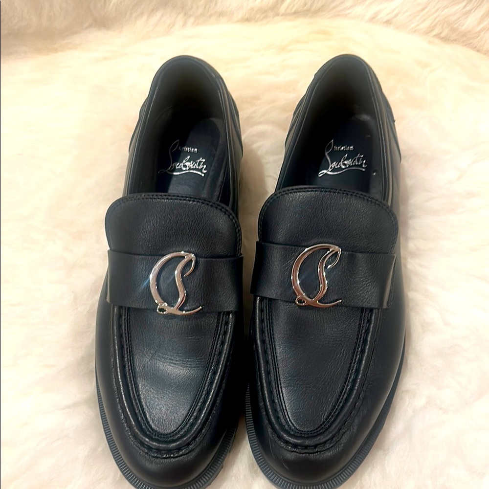 Christian Louboutin Black Leather Loafers